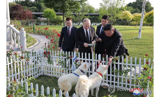 Ким Жон Ун Владимир Путинд хоёр нохой бэлэглэв
